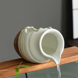 Outdoor Garden Fountain Spitter Pond Water Feature Pump DIY Ceramic Pot Decoration (9.8 inch Color 2)