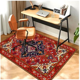 Office Chair Mat for Hardwood Floor, 36"x48" Anti-Slip Desk Chair Mat for Hard Floors, Under Desk Computer Rug for Rolling Chair, Easy Glide Floor Protector Mat for Home Office(Red)
