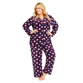 City Chic Women's Plus Size Button Sleep Top, Owl Print, 18-20