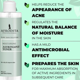 Afrodita Professional Moisturising Facial Toner for Oily & Blemished Skin 190 ml, Alcohol-free Toner with Niacinamide & Pine Oil, Helps Reduce Pores & Shine