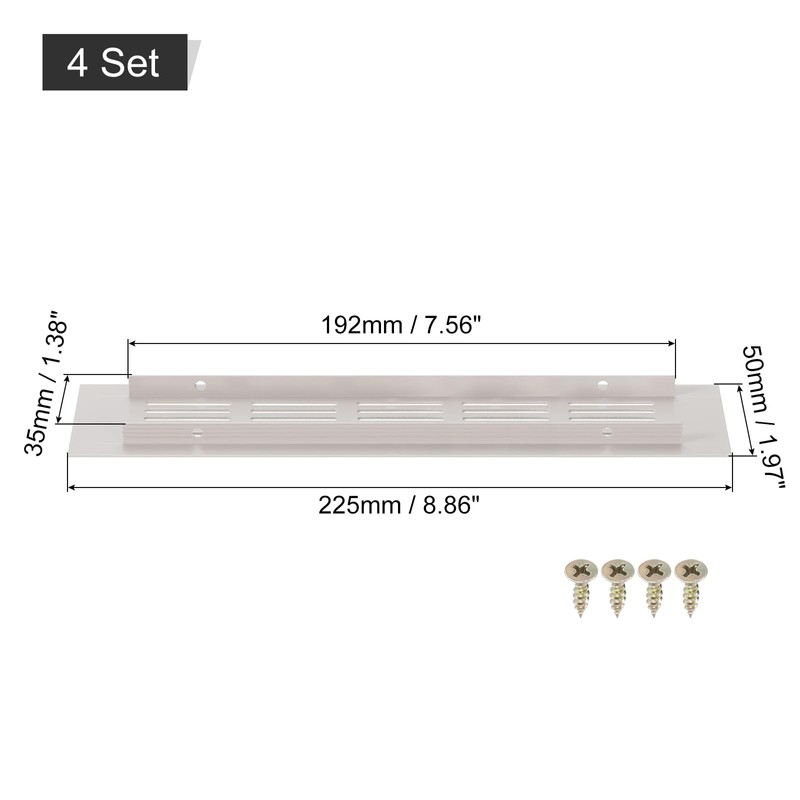 sourcing map 4Pcs Rectangle Ventilation Grille Aluminum Alloy Mesh Air