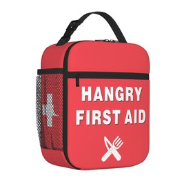COEIOBEO Funny Hangry First Aid Insulated Lunch Box-Emergency Snack Kit Portable Lunch Bag Reusable Lunch Tote for Women Men and Kids-Gag Gift