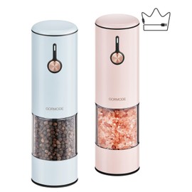 Electric Pepper Grinder and Salt Mill Set - Large Capacity USB Rechargeable Automatic Grinder with Dual LED Lights, One-Handed Operation & Slide Cover - Brushed Stainless Steel