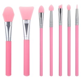 7 Pcs Silicone Makeup Brush Silicone Brush Applicator Kit Lip Mask Makeup Brushes Face Mask Jelly Brushes Eye Cream Applicator Tool for UV Epoxy Art Crafting and Cream Make up Products(Pink)