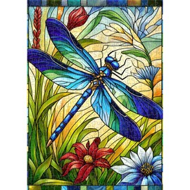 Sutinban Stained Glass Dragonfly 500 Piece Puzzles for Adult, Colorful Flower Jigsaw Puzzle 500 Pieces, Impossible Challenging Adult Puzzles for Happy Family Time, Great Gift for Puzzle Lovers