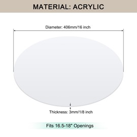 Awclub Lampshade Diffuser, 16" Diameter Round Diffuser Lamp Shade for Drum Style Lampshades Pendants Softening Light, DIY Light Fits 16.5-18" Openings, Frosted White Acrylic