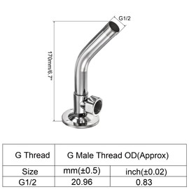 PATIKIL 6.7" Shower Head Extension Arm 45° Elbow, Copper Chromed Wall Mounted Holder for Bathroom Fixed Rainfall Shower Fitting, Silver Tone