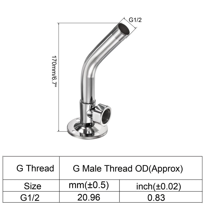 PATIKIL 6.7" Shower Head Extension Arm 45° Elbow, Copper Chromed