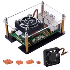 GeeekPi Acrylic Case with 4pin Cooling Fan and 4pcs Pure Copper Heatsinks for Raspberry Pi 5