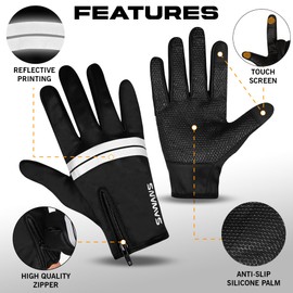 SAWANS Winter Warm Gloves for Men Women, Outdoor Windproof Touchscreen Gloves Non-Slip Thermal Running Cycling Walking Breathable Riding Driving Skiing Climbing (Black, S)