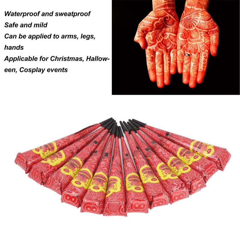 12pcs 0.9oz Temporary Tattoo Paste Red Professional Waterproof Safe DIY