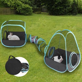 YUEPET Large Bunny Tunnel Hideout Breathable Rabbit Playpen with Tunnel Cube Tent,Portable Small Animal Tubes & Tunnels for Indoor Outside Dwarf Rabbits Guinea Pigs Hamsters Ferrets