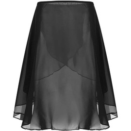 TAIKMD Women's Ballet Dance Skirt Long Chiffon Irregular Midiskirt Sheer Wrap Scarf Asymmetric Skate Training Dress (OneSize, Black)