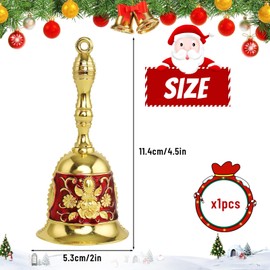 Jemmytu Christmas bell, hand bell, table bell, made entirely of metal (red)