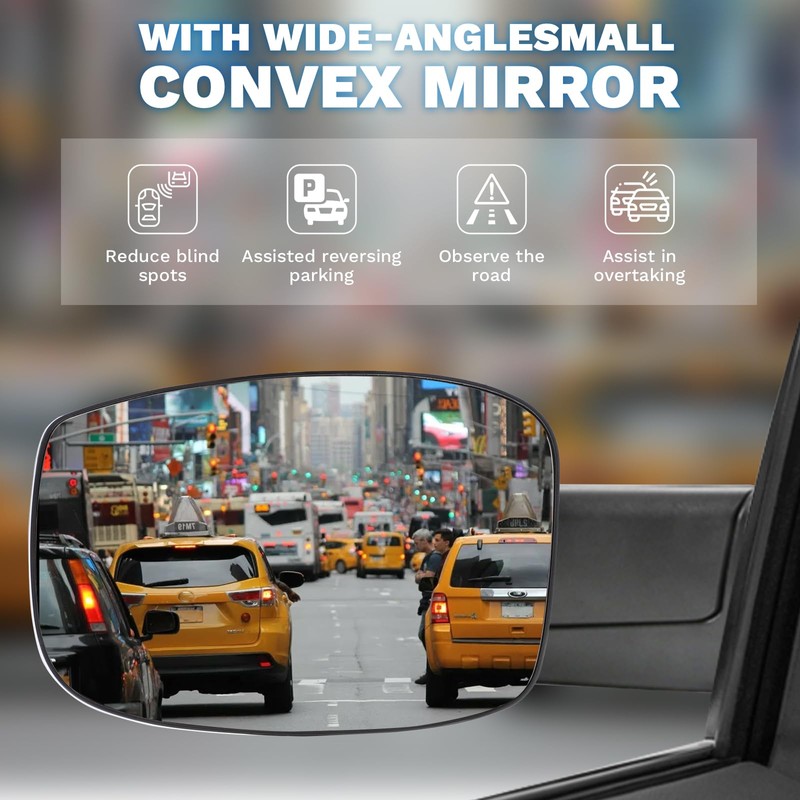 E-Vniko Left Driver Side Power Heated Mirror Glass with Backing
