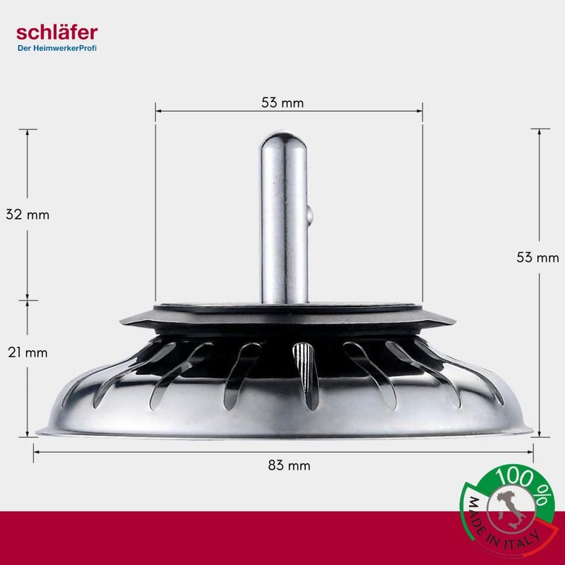 Schläfer 439720 Sink Strainer 3.5 Inches for Eccentric 83 mm