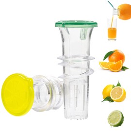 Screw Top Lemon Squeezer, 2025 New Mini Durable Portable Lemon Juicer, Compact Citrus Press with Lid, Handheld Lime Juicer, for Cocktails, Drinks (2, Green + Yellow)