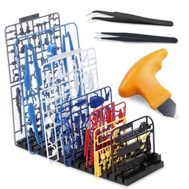 SALUDABLE Gunpla Runner Stand Plastic Model Tool Tweezers Opener Set (Shallow L-Shaped (Maximum 16 Pieces))