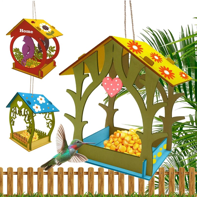Bird Feeder - Wooden Bird Feeders for Outdoors - Decorative