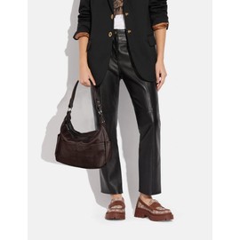 YALUXE Women's Genuine Leather Shoulder Bags Hobo Handbags Purses with Double Zipper Pockets and Crossbody Strap