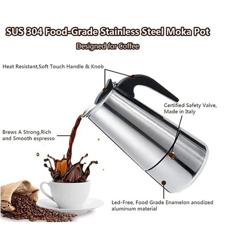 100ML Stainless Steel Coffee Maker Moka Pot Insulated Thermal Coffee