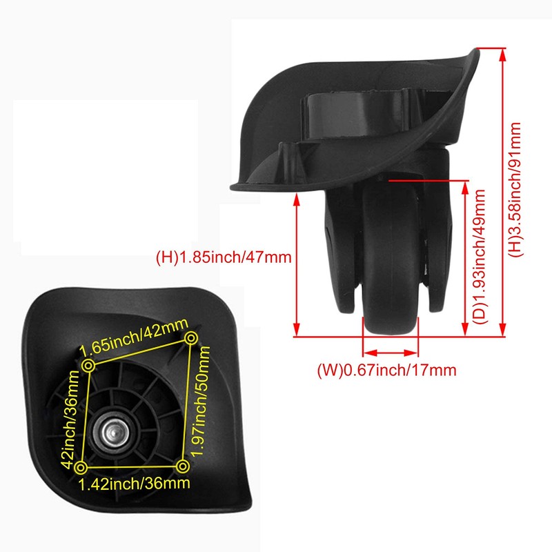SHANOER 1 Pair Suitcase Wheels, Carry Box, Suitcase, Replacement, Screws,
