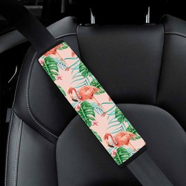 Pink Flamingo Universal Car Seat Belt Covers, Belt Cushions Car Seat Belt Pads Car Seat Shoulder Protectors Pillow Belt Cover Pads Car Accessories for Adults Women Girls Ladies Backpacks Schoolbags