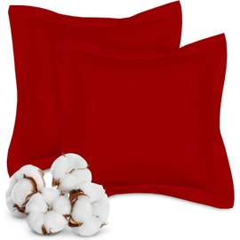 European Square Pillow Shams Cover 26x26 inch 100% Soft Egyptian Cotton 500 Thread Count Decorative Euro Pillow Sham Cover with Envelope Closure Set of 2, Euro 26x26 inch, Red