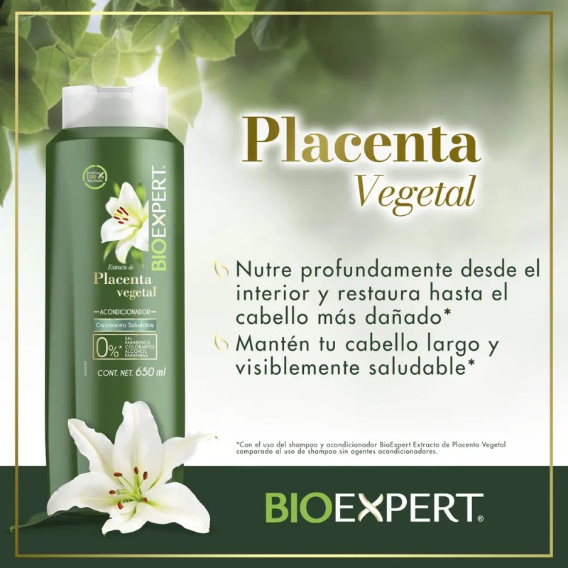 Bioexpert Acondicionador Extracto Placenta Vegetal Nutre Restaura Hasta Cabello Más