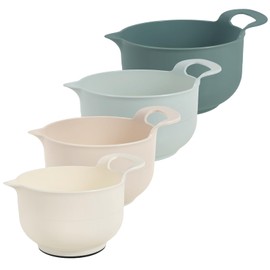 4 Pcs Plastic Mixing Bowl Set, Reusable Plastic Nesting Mixing Bowl, Multifunctional Nesting Container for Kitchen Cooking Baking(Green)