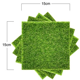 Pangda 4 Packs 6 x 6 Inches Fake Grass Decor for Crafts Artificial Grass for Dollhouse Miniature Ornament Garden Dollhouse DIY Fairy Garden Accessories and Decor Kit