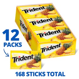 Trident Pineapple Twist Sugar-Free Chewing Gum, 12 Packs of 14 Pieces (168 Total Pieces)
