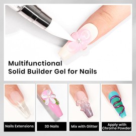 MIZHSE 30g Solid Builder Gel and 15g Rhinestone Glue for Nails , Clear 3d Sculpting Gel for Nail Art Carving Modeling and Extension Soak Off U V Nail Charm Glue Home Diy Manicure