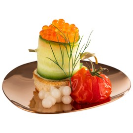 APS Pebbles 40794 Set of 4 Plates Stainless Steel PVD Coated 9 x 9 cm Height 1 cm Copper Look