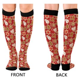 Wusikd Christmas Gingerbread Man Compression Socks for Women and Men Circulation Snowflakes Long Socks for Athletic Running 1