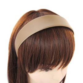 axy Wide Satin Covered Headband Vintage Classic Look Hairband Headband HRK1 (Beige)