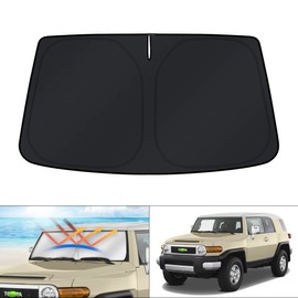 KUST Parasol para parabrisas para Toyota FJ Cruiser Sport Utility 2007-2014, protector de visera plegable que bloquea los rayos UV para mantener tu coche fresco