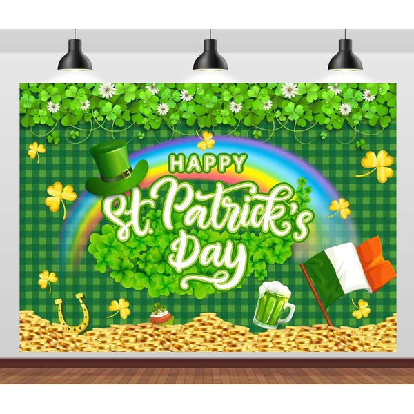 CORFOTO 9x6ft Fabric Happy St Patricks Day Decorations Backdrop Spring