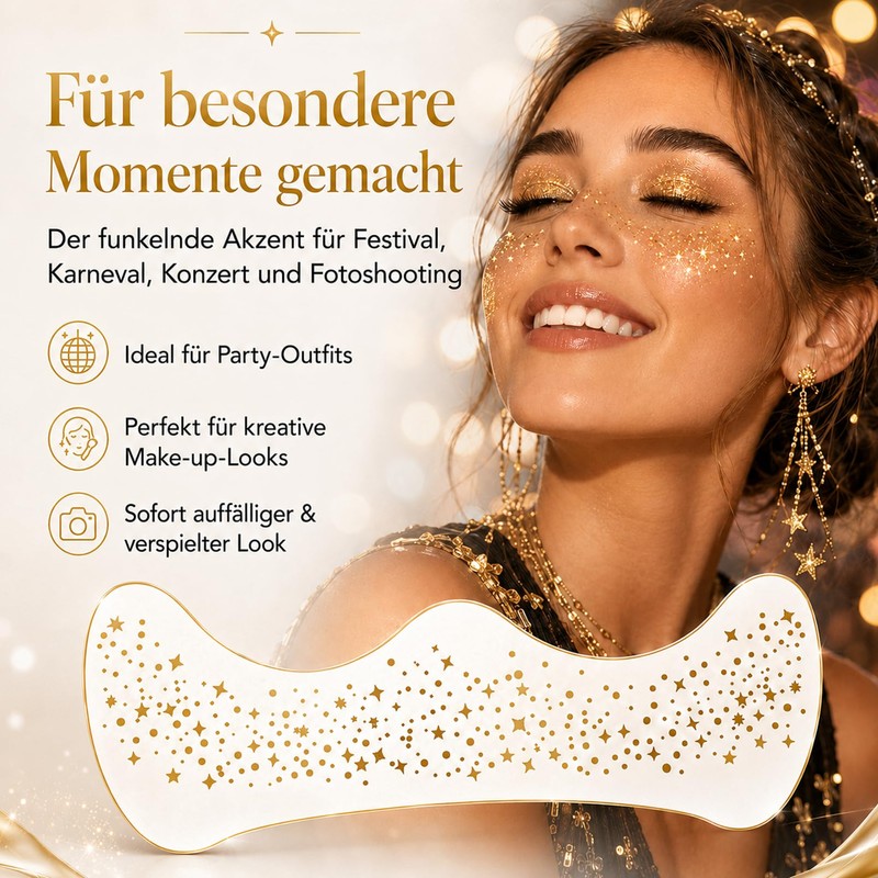 Glitter Freckles Tattoo Gold, Temporary Tattoos for Fake Freckles
