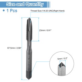 sourcing map Spiral Point Thread Tap 1/4-20 UNC 2B, Nitride Coated Machine Screw Tap Tapping Bit Threading Repair Tool, M2 High-Speed Steel (HSS)