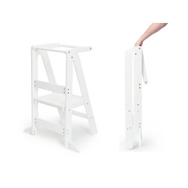 Foldable Kitchen Stool for Kids - Foldable Toddler Tower, Kitchen Stool for Toddlers, Toddler Standing Tower, Toddler Tower, Kids Stool (White)