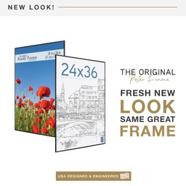 MCS Original Poster Frame 24x36 Black Lightweight Vertical & Horizontal Wall Hanging Large Picture Frame for Posters, Art Prints & Gallery Wall (6-Pack)