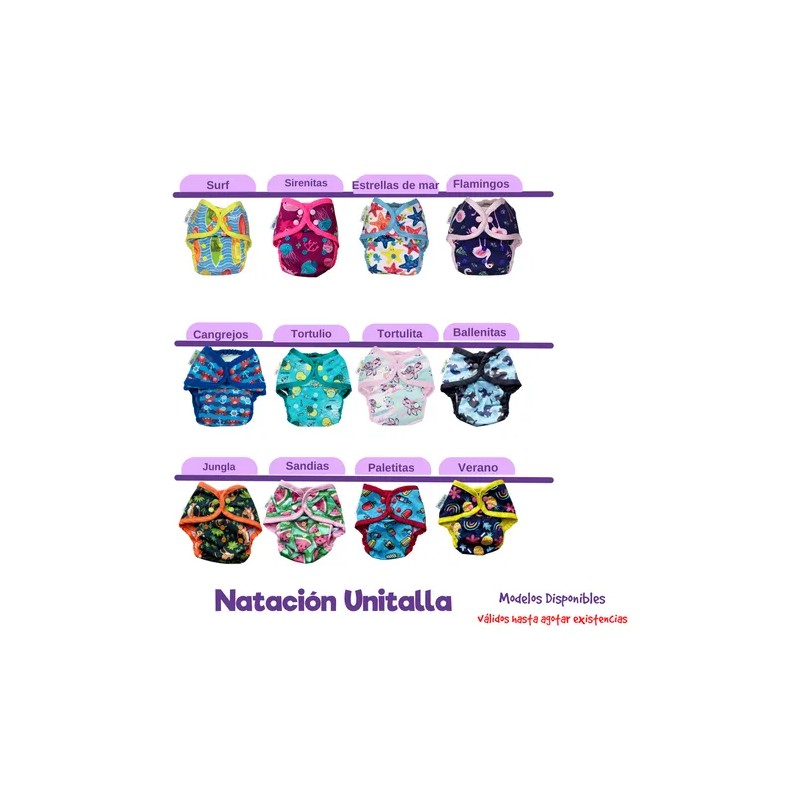 2 Pañal De Natación Unitalla Bolsa Impermeable Lisa