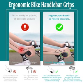 Bicycle Grips Ergonomic Handlebar Grips Bicycle Handlebar Grips Mountain Bike Bicycle Handlebar 22.2 mm MTB Handles Non-Slip Rubber Bike Accessories for Mountain Bike Trekking Bike E-Bike Road Bike
