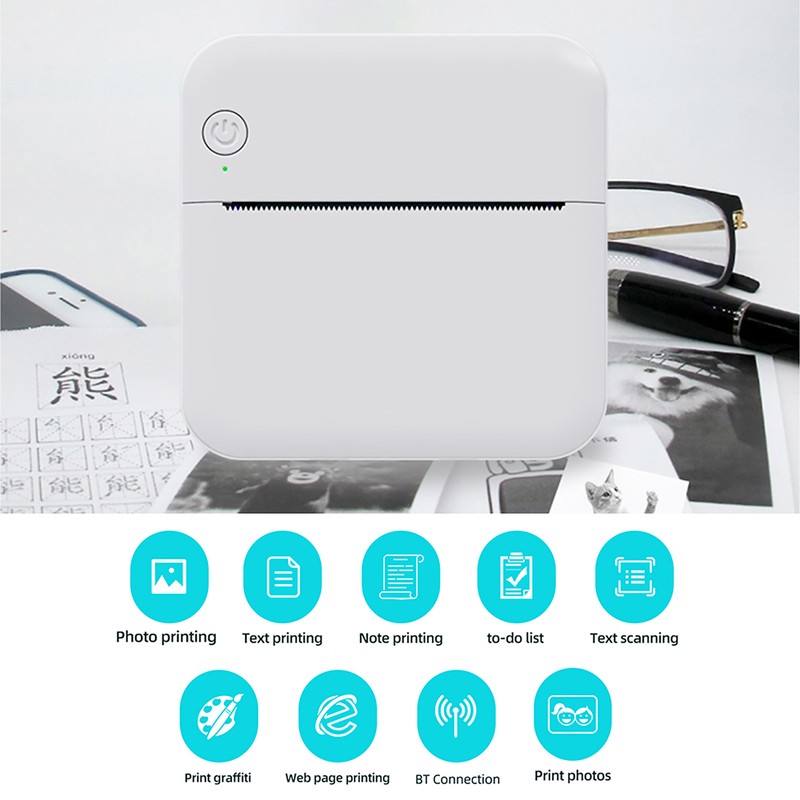 Mini Pocket Thermal Printer Multifunction Portable Sticker Maker 203DPI Instant