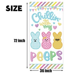 Easter Decorations Happy Easter Peeps Door Cover Spring Bunny Rabbit Banner Happy Easter Peeps Decorations for Home Party