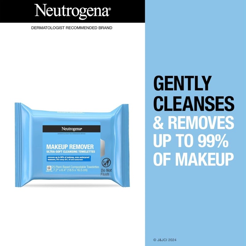 Neutrogena Makeup Remover Wipes Singles, Individually Wrapped Face Wipes, Daily