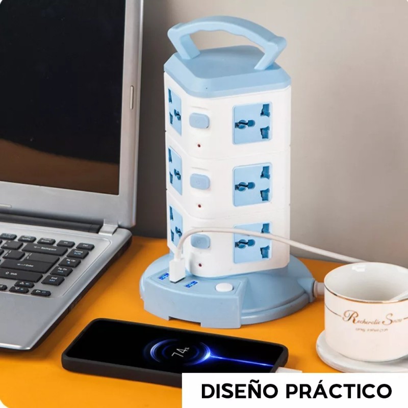 Maíz Multicontacto Supresor Picos Torre Cargador Usb Escritorio