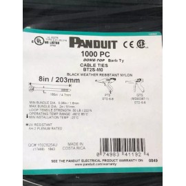 Panduit BT2S-M0 Dome-Top® barb ty cable tie 8 inch / 203mm length - 1000 pack