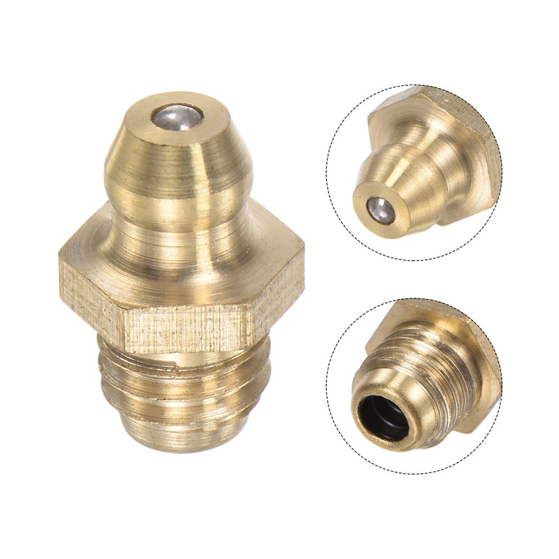 uxcell Brass Straight Grease Fitting M8 x 1.25mm Thread Hydraulic